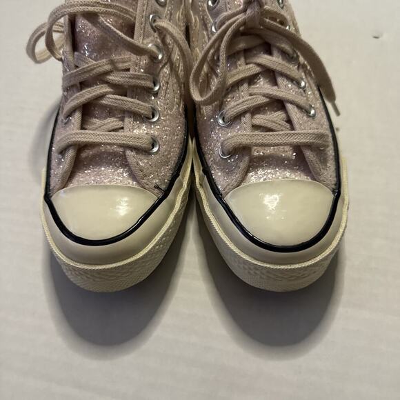 Size 7.5 Converse Chuck Taylor 70 Low Top Light Pink Glitter Flame Tennis Shoes - Picture 7 of 11